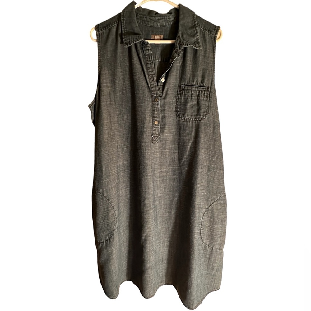 j. jill sleeveless linen blend chambray dress